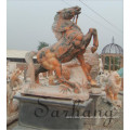 Red marble garden horse statue